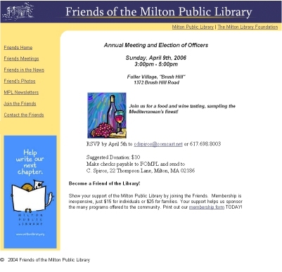 Friends of the Milton Public Library web site